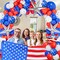 154pcs Red White and Blue Balloons Garland Arch Kit with Silver Exploding Star Foil Balloons for 4th of July Graduation Birthday Patriotic Nautical Baseball Theme Anniversary Party Decoration